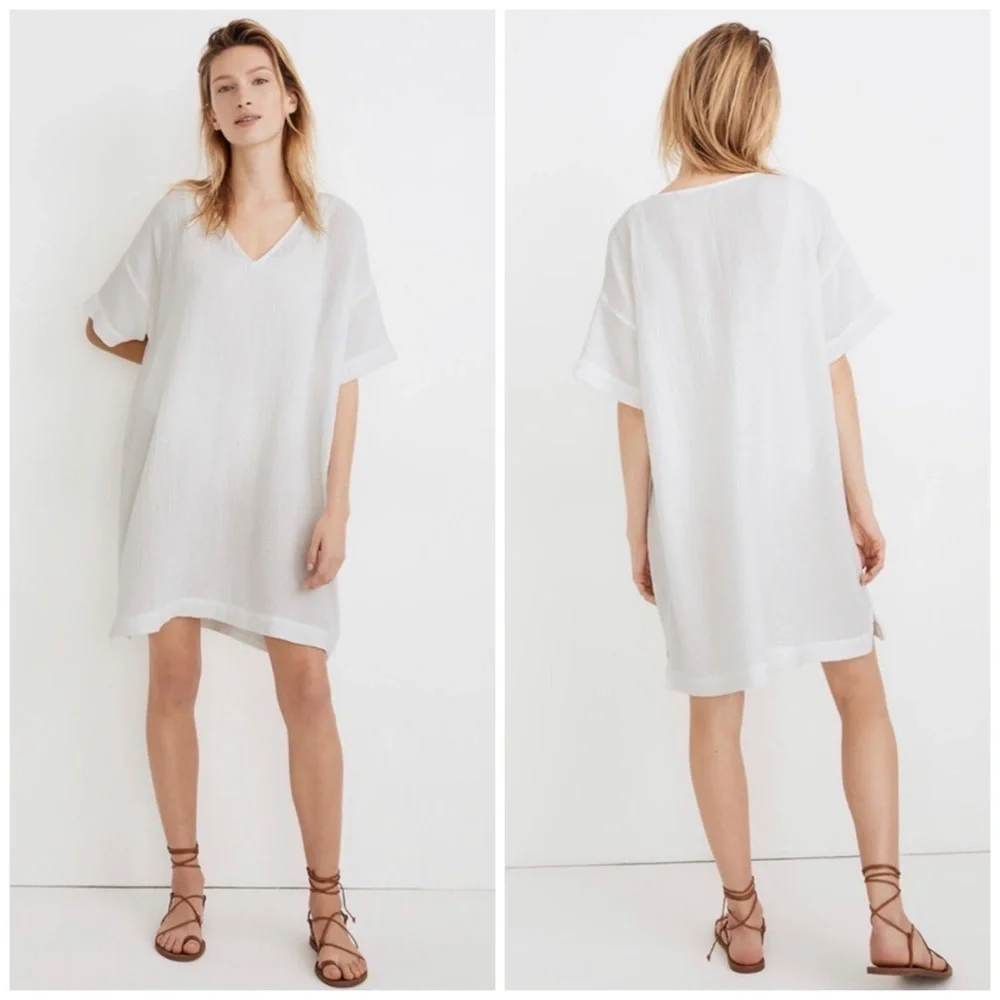 Madewell Cotton Gauze Cover-Up Tunic Dress MC129 Vacation Beach Summer Size XS